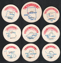 #DC305 - Set of Milk Caps from 9 Different States