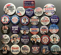 #PL447 - 30 Different John Kerry Presidential Campaign Pinbacks - Blowout Priced