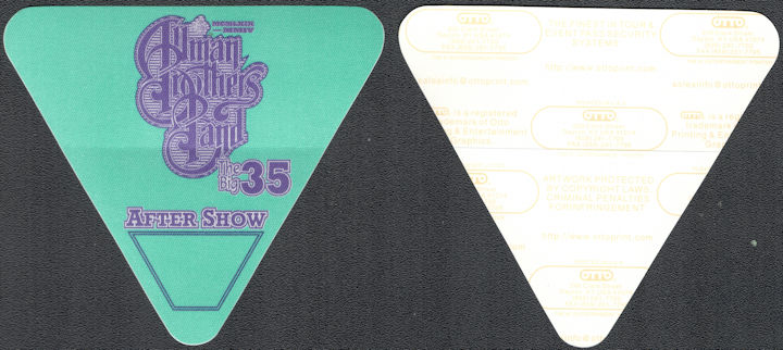 ##MUSICBP1375  - The Allman Brothers Band Cloth OTTO After Show Pass from the 2004 Big 35 Tour
