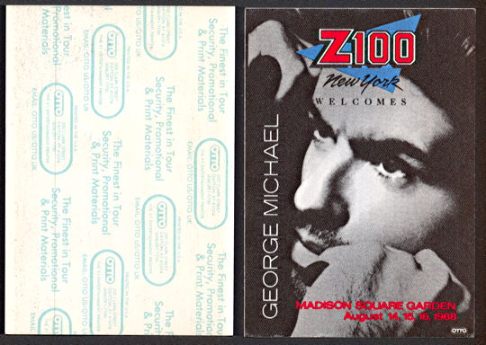##MUSICBP0107 - George Michael OTTO Cloth Backstage Pass from the Meadowlands on August 21,1988 - Faith Tour