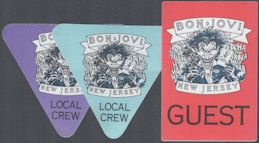 ##MUSICBP2065 - Group of 3 Different Bon Jovi OTTO Cloth Backstage Pass from the 1988 New Jersey Syndicate Tour - Joker (Batman) Pictured