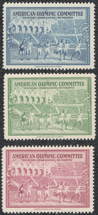 #ZZZ017 - Group of 4 Different 1940 St Moritz Olympic Stamps