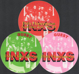 ##MUSICBP0899 - Three Different INXS OTTO Cloth Backstage Passes from the Dirty Honeymoon Tour