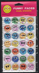 #MISCELLANEOUS406 - Group of 3 Sheets of Funny Faces Pearl Stickers