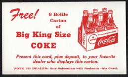 #CC430 - 1950s Coupon for a Free King Size Carton of Coca Cola