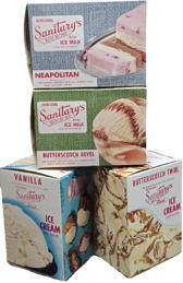 #DA126 - Group of 4 Different Vintage Warren Sanitary Ice Cream Boxes