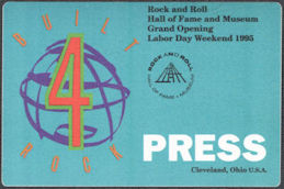 ##MUSICBP1781  - Rare 1995 Rock and Roll Hall of Fame OTTO Cloth Press Pass - Grand Opening