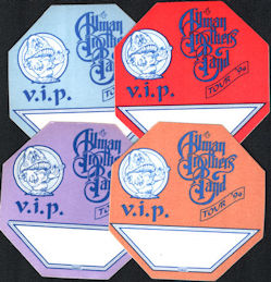 ##MUSICBP0333  - Group of 4 Different Colored The Allman Brothers Band OTTO Cloth VIP Backstage Pass from the 1994 "Where it all Begins" Tour