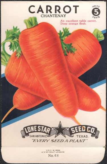 #CE054 - Brightly Colored Chantenay Carrot Lone Star 5¢ Seed Pack - As Low As 50¢ each