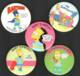 #CH468 - Group of 5 Different Licensed The Simpsons Pinbacks