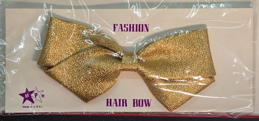 #CS630 - Sealed Display Card Featuring a LargeShiny Metallic Colored Hair Bow with Clip