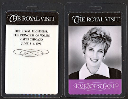 ##MUSICBP1162 - Rare Laminated Passes from the Princess Diana Visit to Chicago in 1996 - As low as $4.50 each