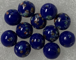 #BEADS0027 - Group of 12 6mm Blue Glass Japanes...