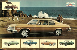#BGTransport179 - Group of 4 Large Dealer Showroom Spec Sheet Posters for the 1973 Chevrolet Nova