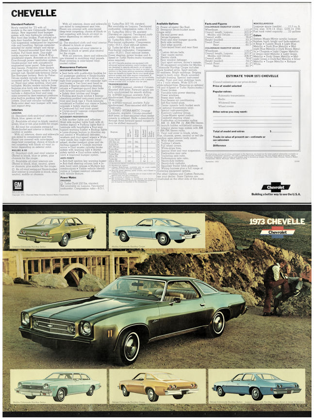 #BGTransport175 - Group of 4 Large Dealer Showroom Spec Sheet Posters for the 1973 Chevelle