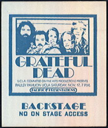 ##MUSICBP0480 - Ultra Rare Grateful Dead Cloth Backstage Pass from the 1973 UCLA Concert