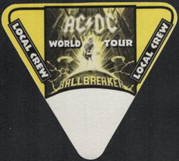 ##MUSICBP0758 - AC/DC OTTO Cloth Backstage Local Crew Pass from the 1996 Ballbreaker World Tour - Yellow Version