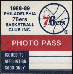 ##MUSICBP2063 - 1988/89 OTTO Cloth Backstage Photo Pass for a Philadelphia 76ers Game