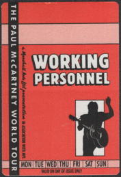 ##MUSICBP0774 - Paul McCartney Cloth Otto Backstage Pass from the 1989/90 World Tour