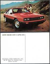 #BGTransport542 - 1979 Mercury Dealer Postcard - Mercury Capri RS