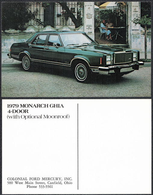 #BGTransport544 - 1979 Monarch  Ghia 4-Door Dealer Postcard