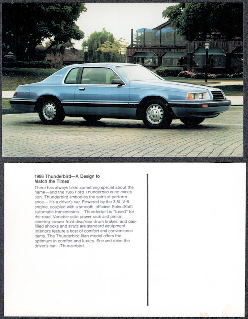 #BGTransport546 - 1986 Thunderbird Dealer Postcard