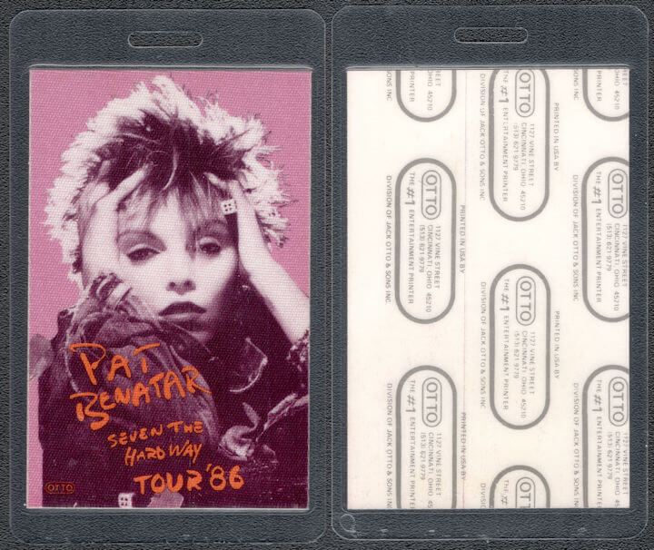##MUSICBP1318 - 1986 Pat Benatar Laminated Cloth Backstage Pass from the "Seven The Hard Way" Tour