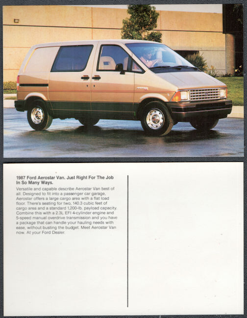 #BGTransport553 - 1987 Ford Aerostar Van Advertising Postcard