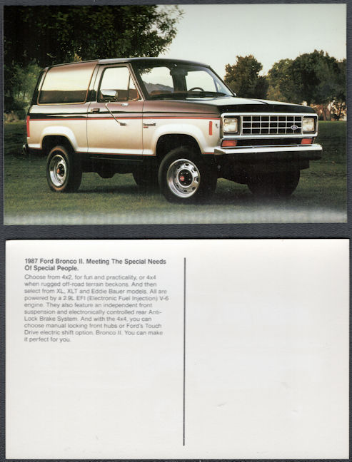#BGTransport562 - 1987 Ford Bronco II Advertising Postcard