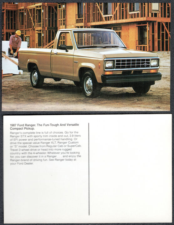 #BGTransport539 - 1987 Ford Dealer Postcard - Ford Ranger