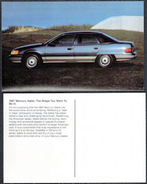 #CA541 - 1987 Mercury Dealer Postcard - Mercury Sable