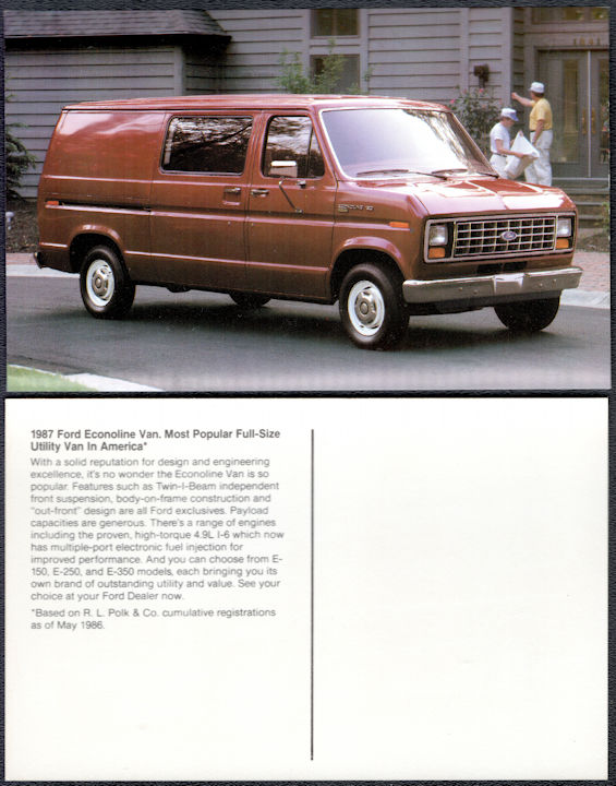 #BGTransport540 - 1987 Ford Dealer Postcard - Ford Econoline Van
