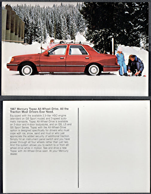 #BGTransport556 - 1987 Mercury Topaz Advertising Postcard