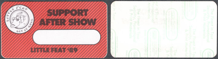 ##MUSICBP1585 - Little Feat OTTO Cloth Support/After Show Pass for the 1989 Let it Roll Tour