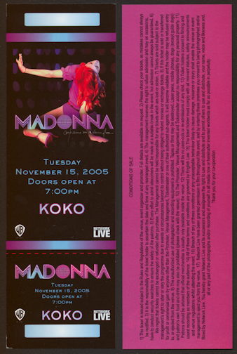 ##MUSICBPT0004 - 2005 Madonna KOKO club AOL Ticket
