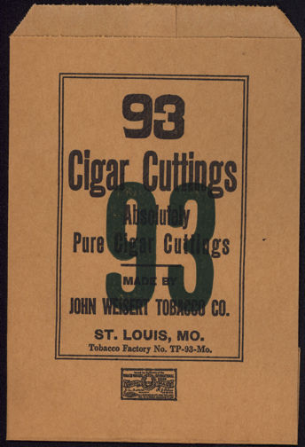 #TOBACCO030 - 93 Brand Cigar Cuttings Tobacco Bag - John Weisert