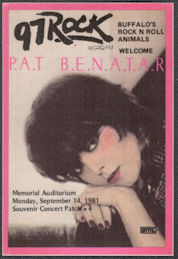 ##MUSICBP1322 - Pat Benatar Radio Promo OTTO Cloth Backstage Pass from the 1981 "Precious Time" Tour - 97 Rock