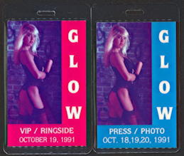 ##MUSICBP1177 - Super Rare Pair of OTTO Press and Ringside Backstage Passes for GLOW (Gorgeous Ladies of wresting) 1991 Featuring Hollywood - As low as $8/pair