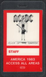 ##MUSICBP0474  - 1983 AC/DC Laminated OTTO Backstage Access All Areas Pass from the Flick of the Switch Tour