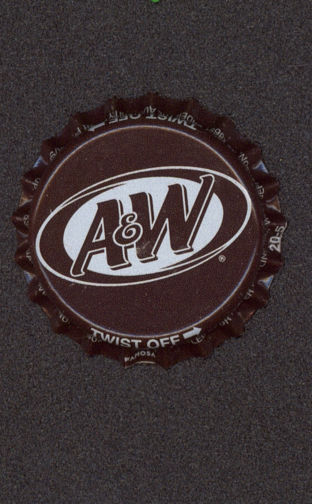 #BF096 - Group of 10 Dark Brown A & W Root Beer Plastic Lined Soda Caps
