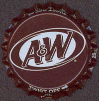 #BF096 - Group of 10 Dark Brown A & W Root Beer Plastic Lined Soda Caps