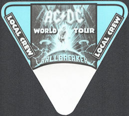 ##MUSICBP0928 - AC/DC OTTO Cloth After Show Backstage Pass from the 1996 Ballbreaker World Tour - Blue Triangle