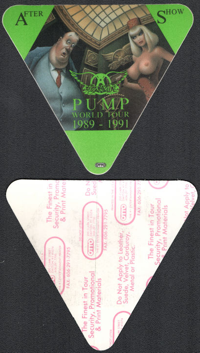 ##MUSICBP0386 - Aerosmith Risque Cloth After Show Backstage Passes from the 1989 - 1991 Pump Tour
