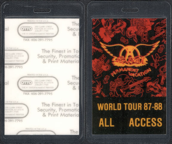 ##MUSICBP0599  - 1987-88 Aerosmith Laminated All Access OTTO Backstage Pass from the Permanent Vacation Tour