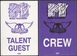 ##MUSICBP0672 - Pair of Aerosmith OTTO Cloth Talent/Guest and Crew Backstage Passes from the 1990 MTV Unplugged Concert