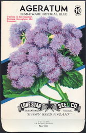#CE001.1 - Group of 12 Colorful Semi-Dwarf Imperial Blue Ageratum Lone Star 10¢ Seed Packs