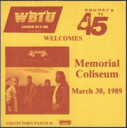 ##MUSICBP0930 - Alabama OTTO Cloth Radio Event Pass from the March 30, 1989 Concert at Memorial Coliseum