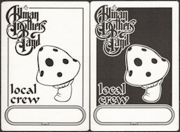 ##MUSICBP0861 - Group of 2 Different Cloth Local Crew Allman Brothers Band Backstage Passes from the 1998 Tour