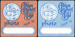 ##MUSICBP0266  - Pair of Allman Brothers Band Cloth OTTO Backstage Photo Passes from the 1994 Where It All Begins Tour