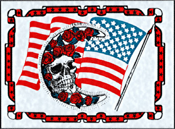 ##MUSICGD2011 - Large Grateful Dead Car Window Tour Sticker/Decal - Flag, Bertha, Moon, and Roses